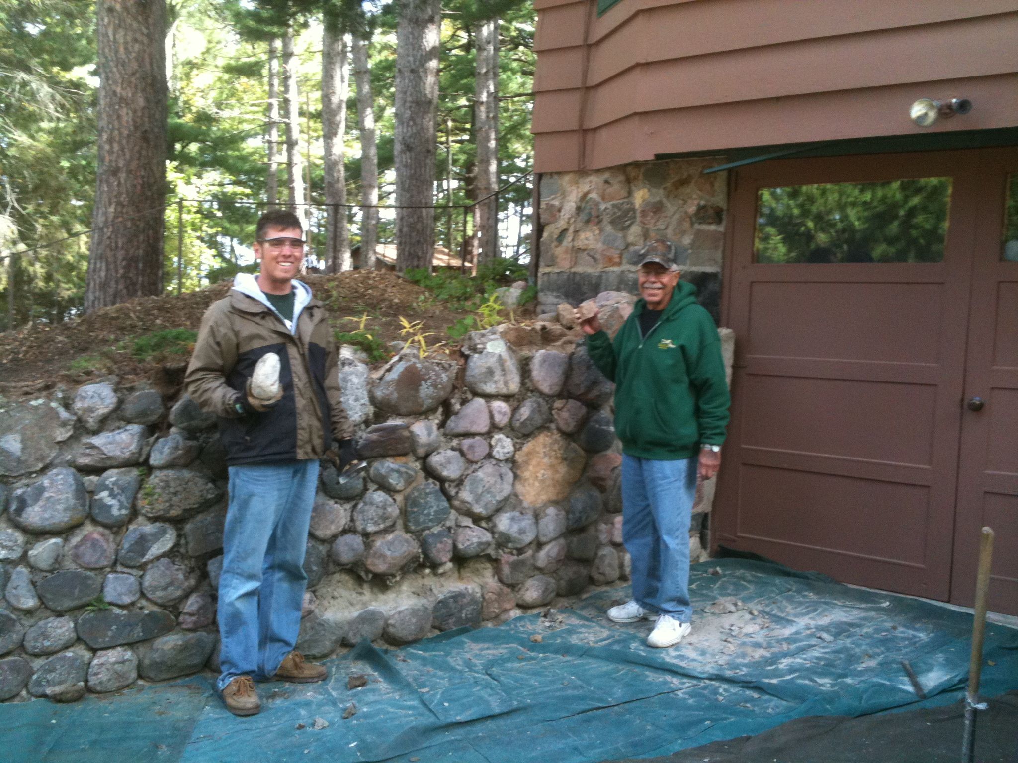 September 2010 - Ross Coyer and Don Berger (Father of Lori Coyer), starting to rebuild the rock walls around Split Rock.