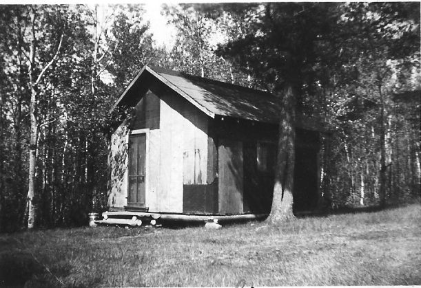 Early 40s - Hilltop (Cabin #9) being moved from the top of the root cellar (where steps leading to the basketball court are now).